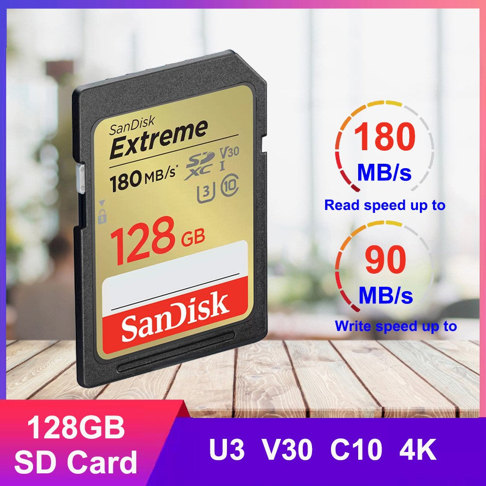 Cartão SD SanDisk 32 GB SDHC 64 GB 128 GB 256 GB Cartão SDXC Cartões de memória C10 Velocidade de leitura de até 200 MB/s U3 V30 Cartões Flash 4K UHD para Câmera