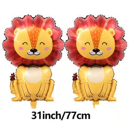 Cartoon Animal Aluminum Foil Balloon Giraffe Lion Monkey Balloon Jungle Zoo Theme Party Kidsren's Birthday Holiday Decoration