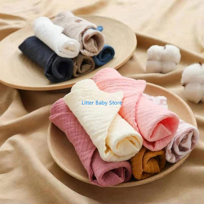 N80C 10Pcs Baby Square Towels Infants Wash Hand Face Towel Handkerchief Feeding Bib Burp Cloth Soft Crepe Muslin Saliva Towel