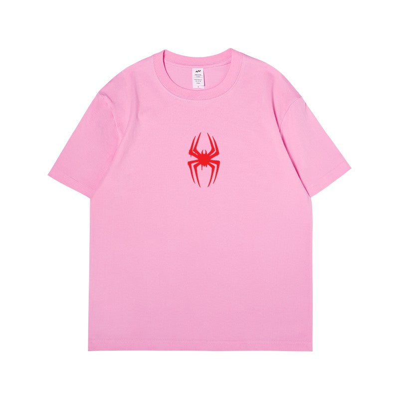 Summer New Spider Man Crossover Universe T-shirt for Men's and Women's Anime Graphic Short Sleeve Loose Cotton Tops Clothing