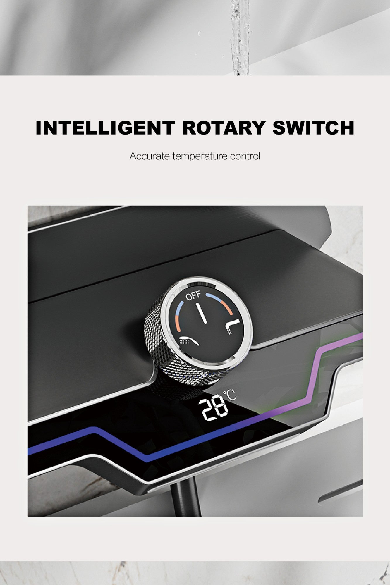 Luxury black brass wall mounted thermostatic bathroom faucet with LED digital display design, embedded hot and cold bathtub Tap