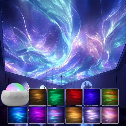 LED Aurora Projector LED Galaxy Night Light USB RGB 7 Modes 360° Rotating Night Sky Light with Remote for Home Theater Room Deco