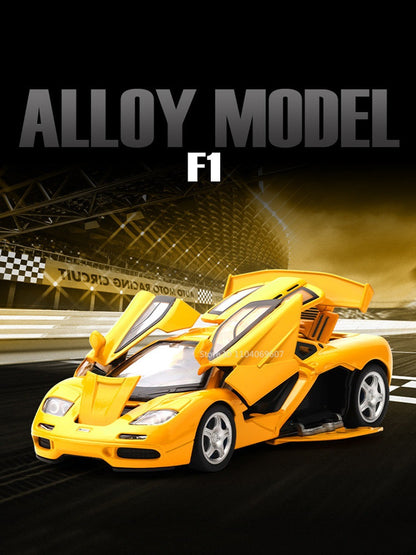1:32 720S F1 Modelo Miniatura Carros Esportivos Liga Fundida Ornamento Supercarros Som Luz Portas Abertas Puxar Para Trás Presentes Infantis