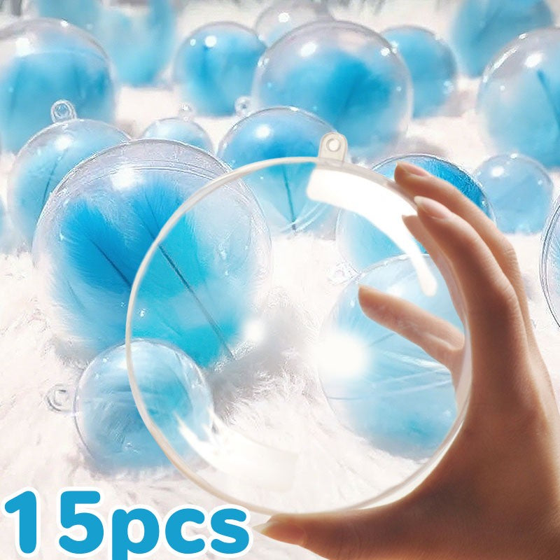 1-15pcs Creative Christmas Clear Plastic Hollow Ball Bright More Size Ornaments Holiday Decor Hanging Balls Party Wedding Decor