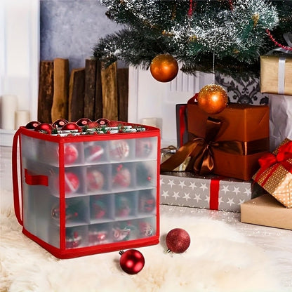 1/2pcs Christmas Ornament Storage Box With Handle Xmas Balls Decorations Container Large Capacity Bag Holiday Accesory Organizer