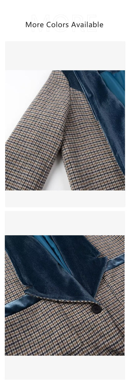 Autumn new women's clothing fashionable temperament versatile casual long plaid woolen coat