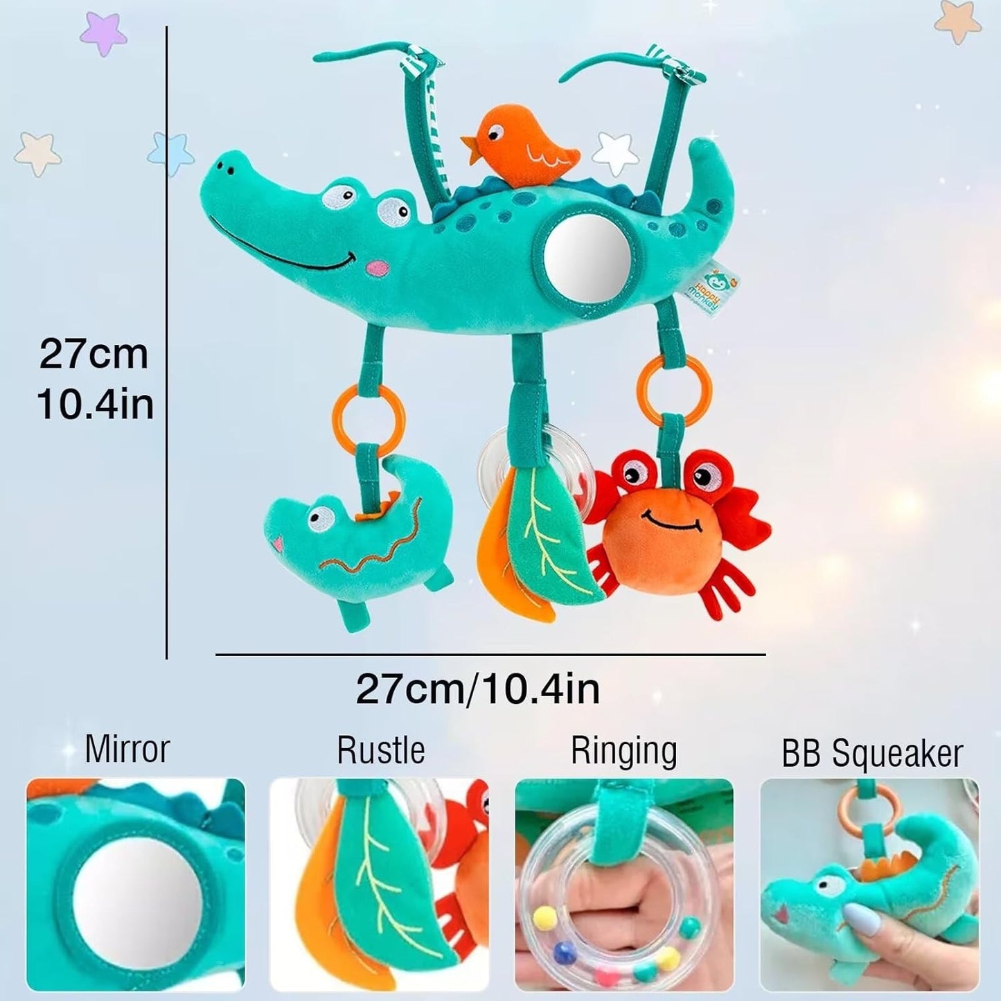 Brinquedos de Arco para Carrinho de Bebê, Brinquedo para Pendurar no Assento do Carro, Pelúcia Macia para Bebês com Som de Sinos de Vento, Bonecos para Bebês, Presente para Recém-Nascidos
