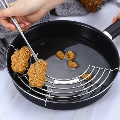 Drainage Rack Barbecue Rack Stainless Steel Hanging Pan Drainage Frying Line Rack Kitchen Insulation Drainage Oil Accessories