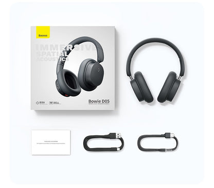 Fone de Ouvido Sem Fio Baseus Bowie D05 Bluetooth 5.3 Fone de Ouvido Nível HIFI Driver de 40mm Dobrável Over Ear 70 Horas de Duração
