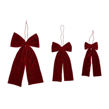 Large Size Bowknot Pendant Hanging Xmas Ornament DIY Home Party Christmas Tree Decorations Velvet Bow Burgundy Style Supplies