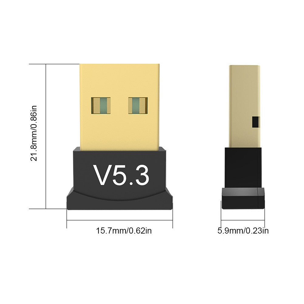 Adaptador Bluetooth 5.3 USB Compatível com Windows 11/10/8.1 Receptor de Música Plug&Play Mini Transmissor para PC Desktop