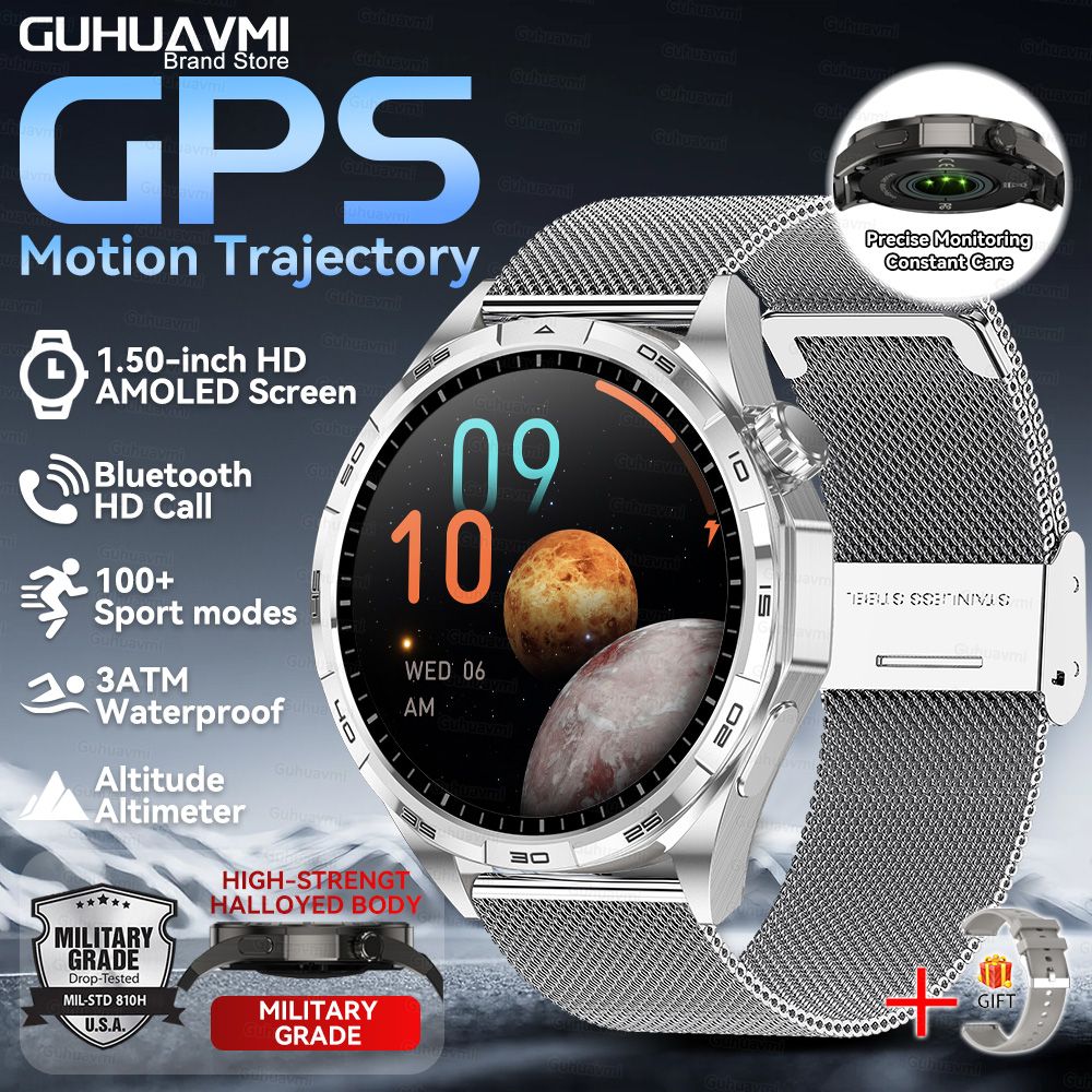 Smartwatch 2026 Novo Watch 6 Pro Masculino Tela HD AMOLED GPS Trajetória de Movimento Frequência Cardíaca Chamada Bluetooth SmartWatch IP68 à prova d'água