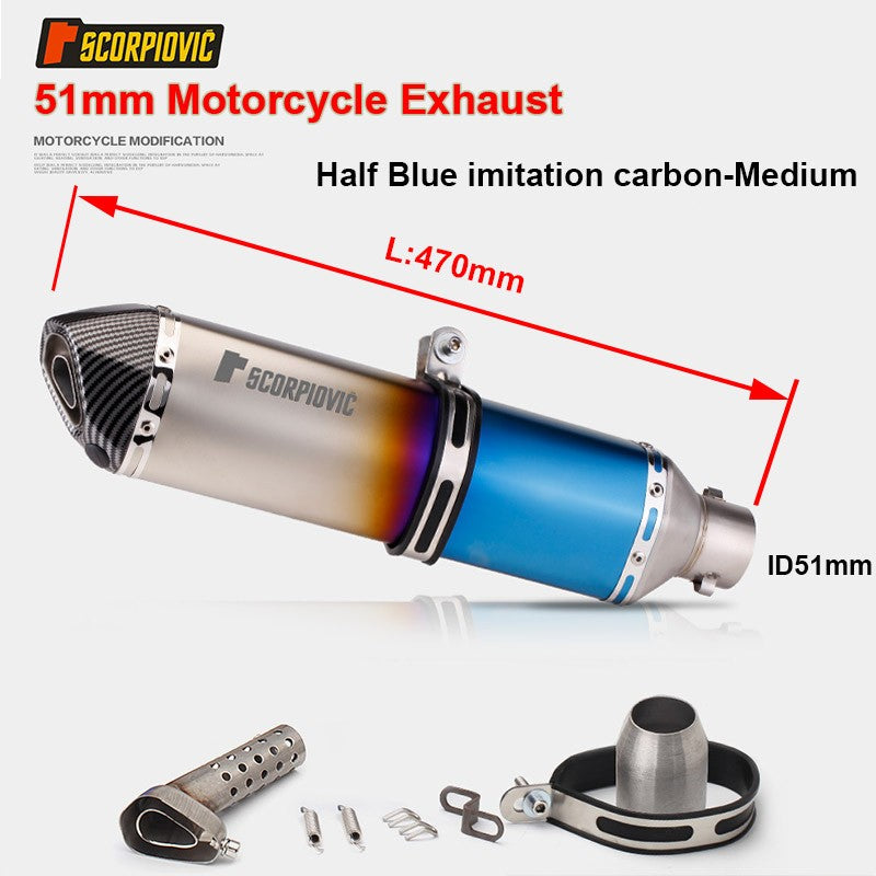 Universal Motorcycle 51mm Exhaust Pipe Carbon Fiber Muffler Exhaust Pipe db Killer Length300mm/ 370mm/ 470mm Multicolour Exhaust