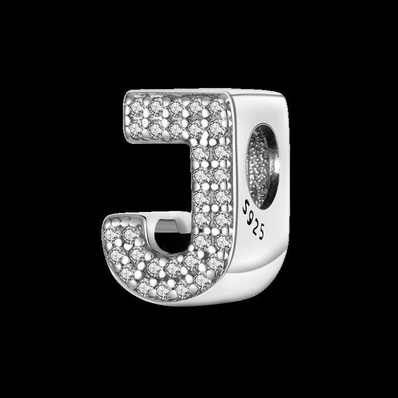Fit Original Bangle Bracelet DIY A-Z Alphabet Charms Bead 925 Sterling Silver CZ Zircon LOVE Letter Dangle Pendant Jewelry Gift