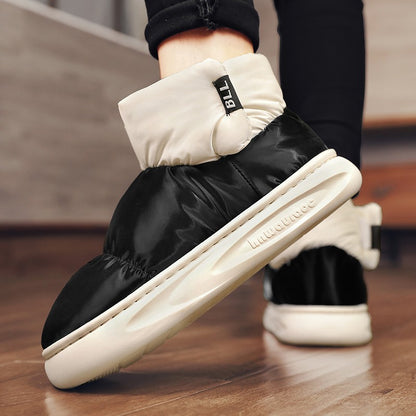 Outdoor Plush Warm Men's Snow Boots Winter Couple Cotton Shoes Down Non-Slip Waterproof Fashion Kids Shoes Slip on Soft Sneakers