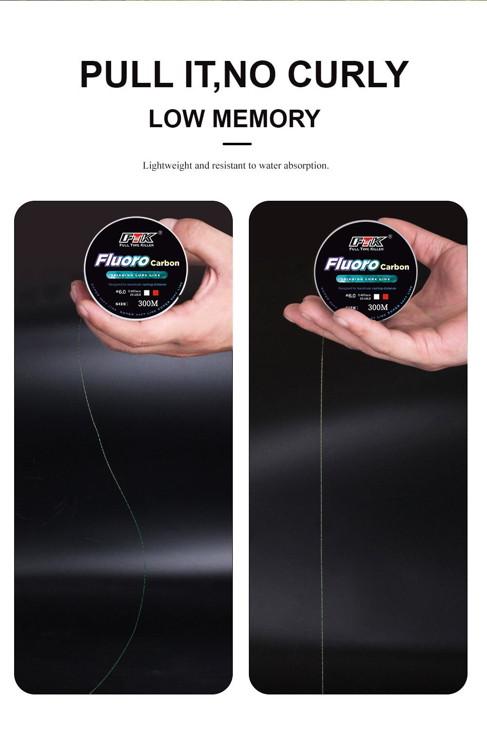 FTK 300/500m Invisible Fishing Line Speckle Fluorocarbon Coating Line 0.14mm-0.50mm 4.13LB-34.32LB Super Strong Spotted Line