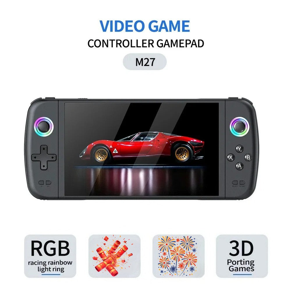 M27 Portable Retro Handheld Game Console 7 Inch IPS Handheld Video Game Player, Open Source Game Device Support Multiple Systems