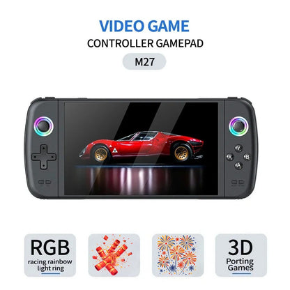 M27 Portable Retro Handheld Game Console 7 Inch IPS Handheld Video Game Player, Open Source Game Device Support Multiple Systems