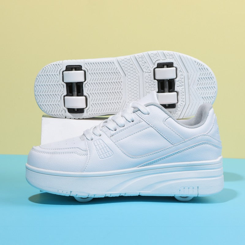 4 Wheel Skate Roller Shoes For Boys Girls Pulleys Sneakers Casual Outdoor Sports Slide Shrink School Students Walking Shoes