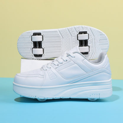 4 Wheel Skate Roller Shoes For Boys Girls Pulleys Sneakers Casual Outdoor Sports Slide Shrink School Students Walking Shoes