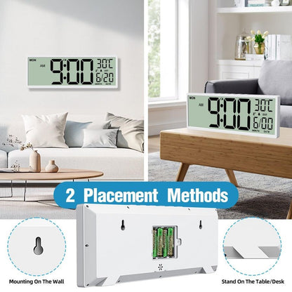 14.5 Digital Wall Clock Battery Operated with Big Digits LCD Screen Display, Large Display Timer with Temperature Date Week Auto