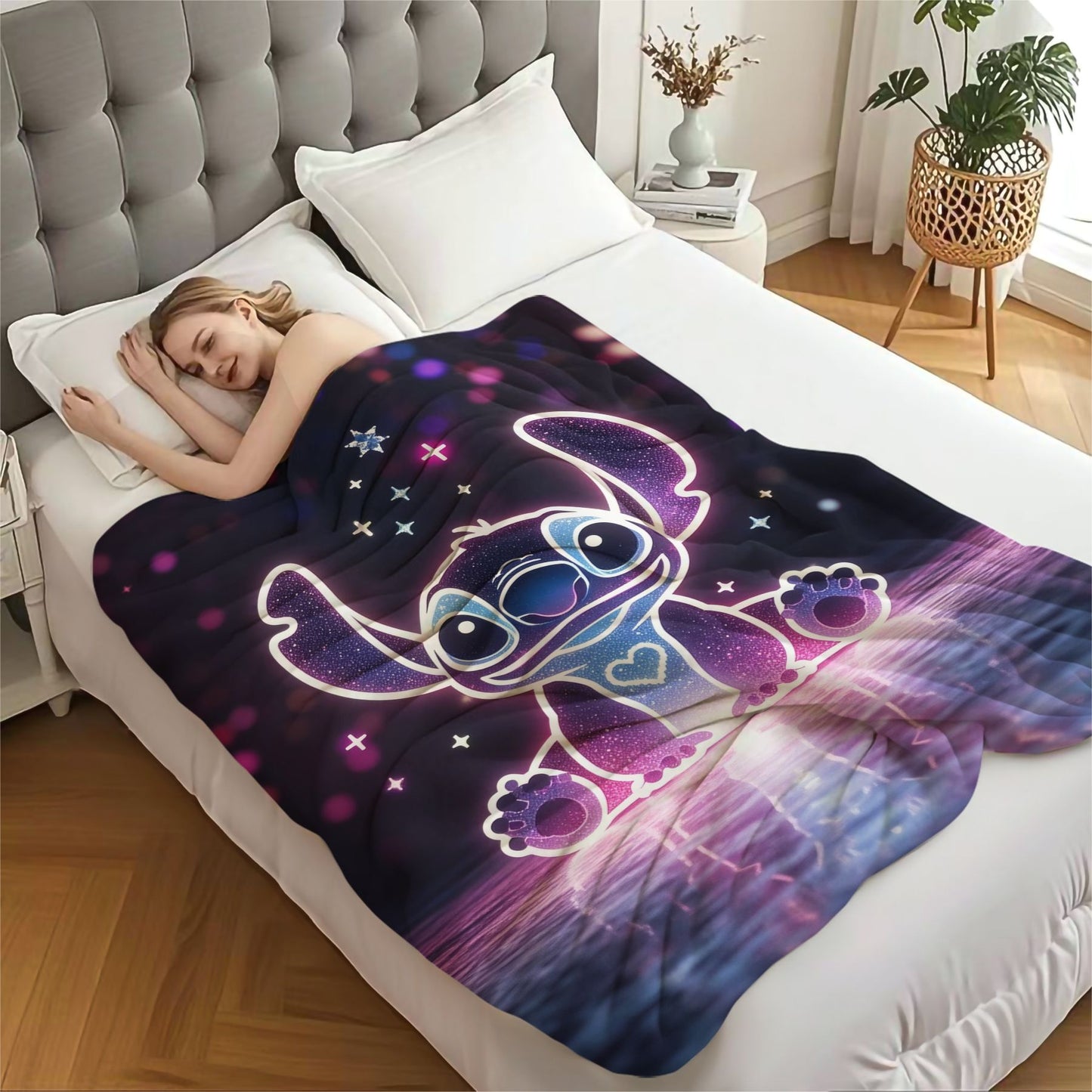 Disney Dream Stitch Print Blanket Multifunctional Flannel Blanket Birthday Gift for Home Outdoor Travel Camping Nap Cover