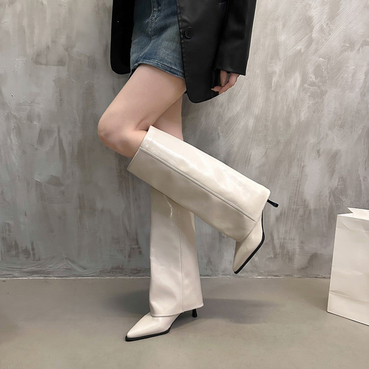 Women Chunky High Boots Pointed Toe Sexy Solid Color Design  Autumn and Winter New 2024 Trend Retro Fad Woman Boots Size 35-42