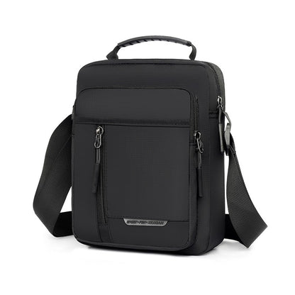 1 men's crossbody bag with zip closure, adjustable shoulder strap, and multiple storage compartments, suitable for daily commuti