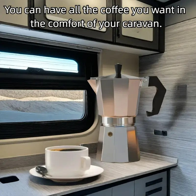 Aluminum Espresso Stovetop Perfect for Home Mocha & Tea Brewing, Elegant Design for Coffee Enthusiasts, Manual Espresso Maker