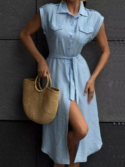 Women's Long Summer Dress Vintage A-line Casual Light Midi Dress Short Sleeve  E