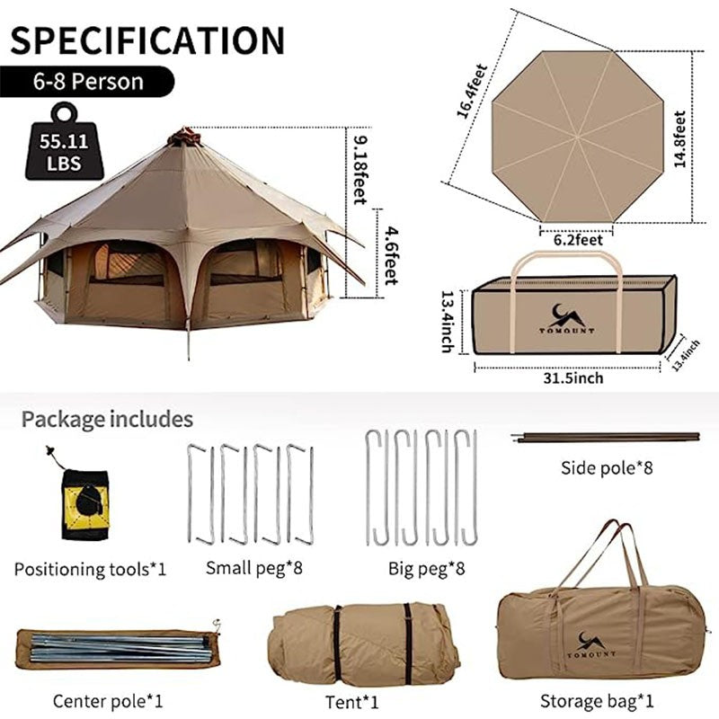 Rainproof Cotton Canvas Outdoor Circus Tent Large 4 Season Yurt Camping Park Family Tent for All Weather Conditions Waterproof