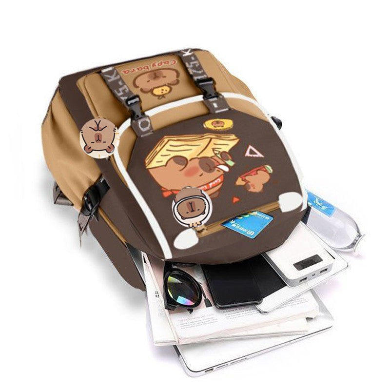 Mochila Escolar Infantil Estilosa Khaki Capivara Kawaii Mochila Casual Adolescente Menino Menina Mochila Escolar Infantil ?