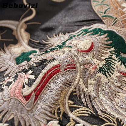 High Quality Autumn Dragon Embroidered Jacket Japanese Style Men's Baseball Uniform Streetwear Harajuku Casual Couple Clothing