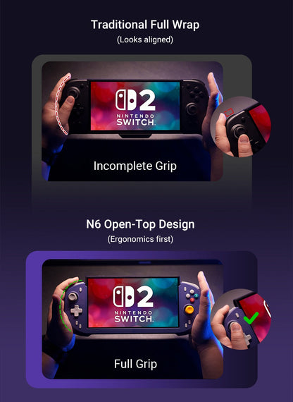 Ergonomic Abxylute N6 Direct?Attach Game Grip Controller Vibration Motion Detect for Switch 2 Handheld Gaming for Keen Gamers