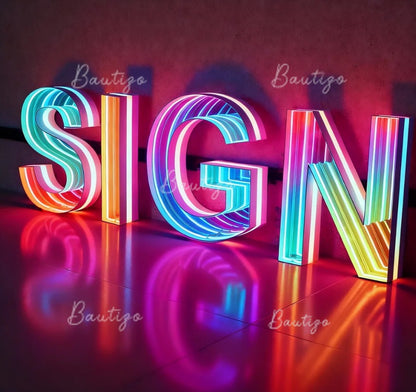 Custom Infinity Mirror Light Up Letter Art Lighting Infinity Mirror Light Customizable for Wall Decor Led Lights Business Sign