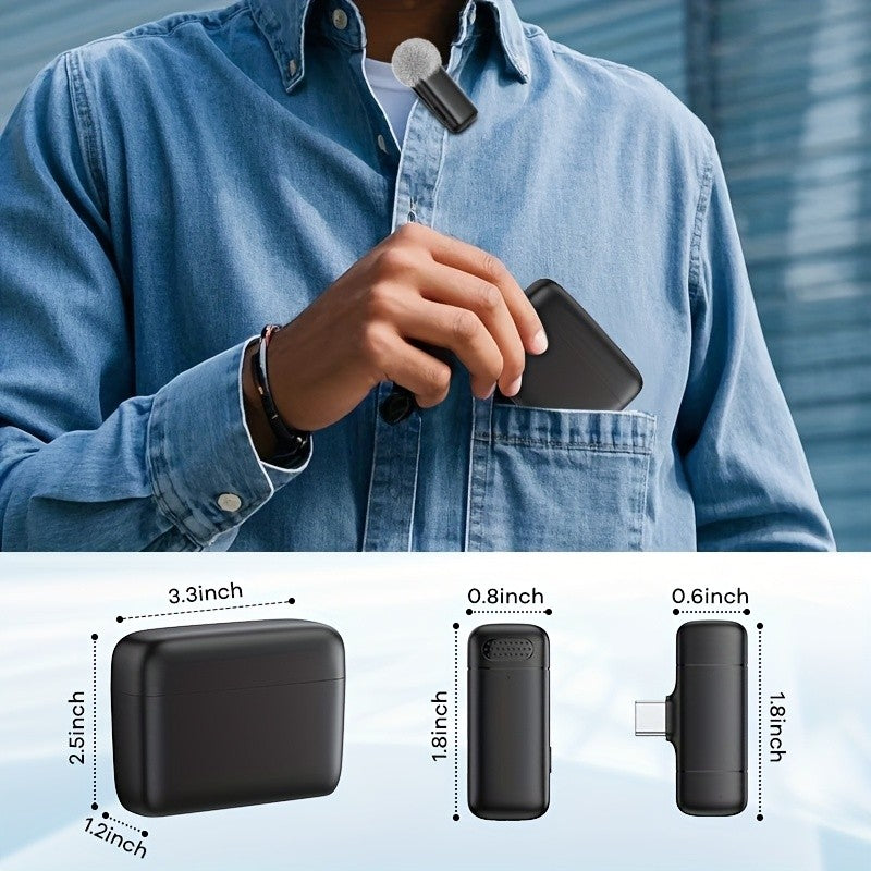 Microfone de Lapela com Estojo de Carregamento Mini Microfone Sem Fio para Celular Android IOS com Função de Cancelamento de Ruído para Gravar Vídeos