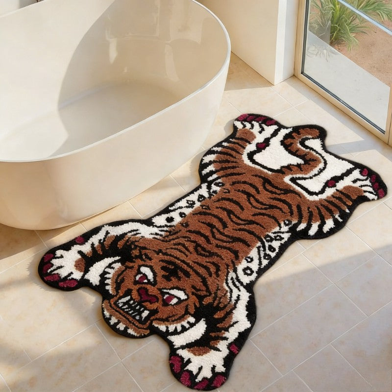 Tiger Pattern Bedroom Decor Plush Carpet Irregular Shape Carpets for Living Room Thick Study Irregular Floor Mat Fluffy Soft Rug