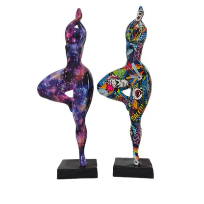 Europe Resin Decoration Home Wine Cabinet Ornaments Action Figures Statue Graffiti Yoga Weight Loss Woman Living Room Decor New