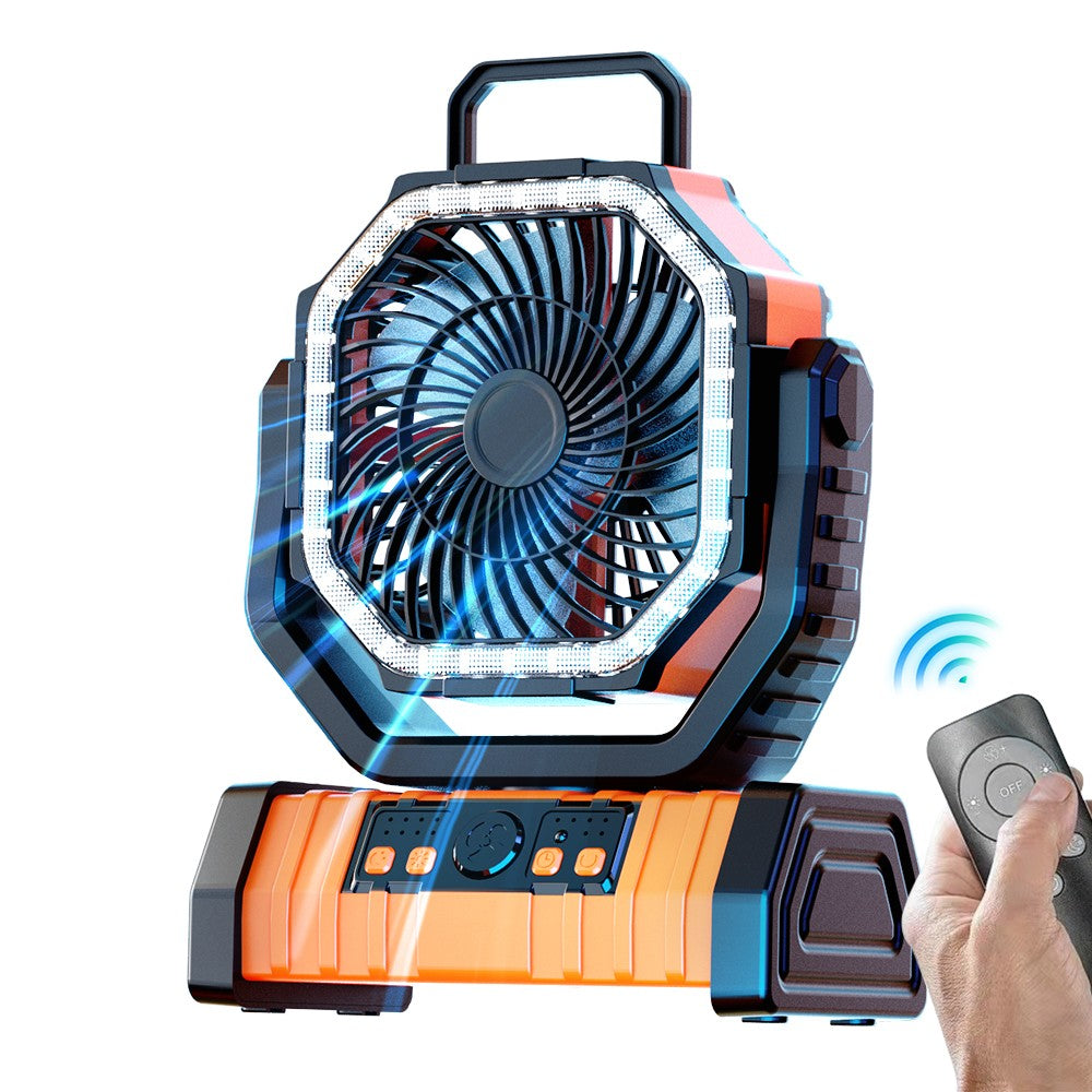 20000mAh Battery Operated Fan, Portable Rechargeable Desk/Camping Fan with LED Light and Hook, Outdoor Fan for Tent Car Trip