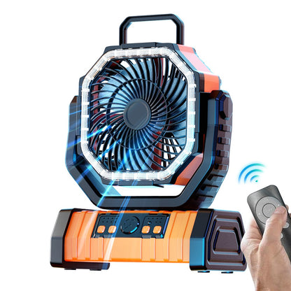 20000mAh Battery Operated Fan, Portable Rechargeable Desk/Camping Fan with LED Light and Hook, Outdoor Fan for Tent Car Trip