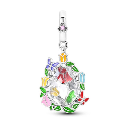 Pingente Charm Libélula Tema Primavera Prata Esterlina 925 Borboleta Flor Pendente Compatível com Bracelete Colar Joias DIY