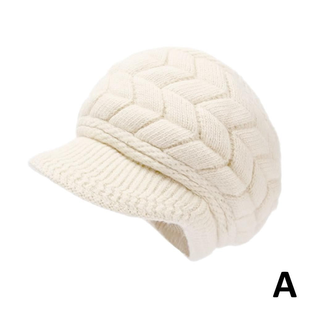 Women's Winter Solid Color Warm Knitting Loose Beret Leisure Ski Cap Korean Version Beret Plus Velvet Thick Knitting Ear Cap