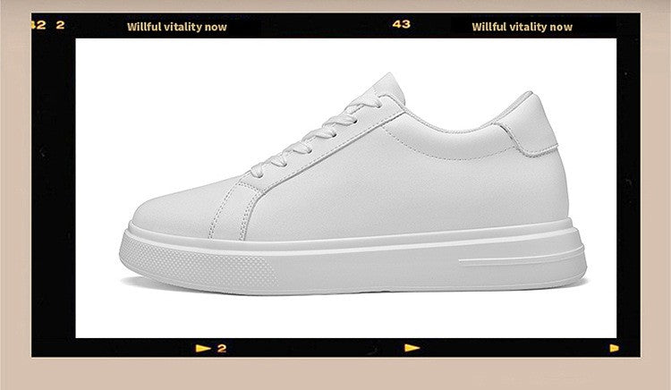 Heightening Casual Shoes Fashion PU Leather Elevator Shoes for Men 6cm 8cm 10cm Invisible Height Increase White Sneakers Cortex
