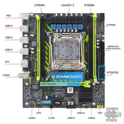 MOUGOL X99 Gaming Motherboard Set with Intel Xeon E5 2650 V4 & DDR4 16G*1 2133MHz Dual Channel RAM M.2 NVME for Desktop Host