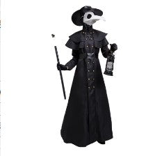 Halloween Medieval Hooded Robe Plague Doctor Costume Mask Hat for Men Monk Cosplay Steampunk Priest Horror Wizard Cloak Cape 5XL