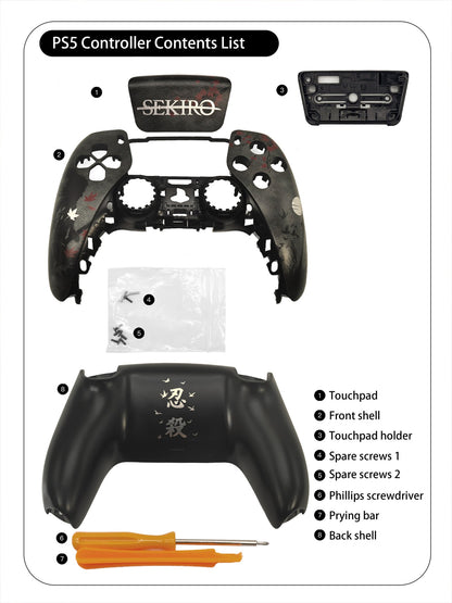 For PS5 Controller Shell, Wolf Custom Faceplate Cover with Touchpad for DualSense, Replacement for BDM-010 To 050