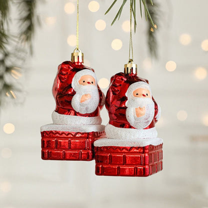 2PCS Red&white Christmas Hanging Decoration Plastic Santa Clause Xmas Ornament Ball Festival Camera Owl Xmas Baubles