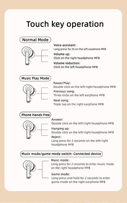 Monster MQT39 Wireless Bluetooth 6.0 Earphones TWS Hifi Stereo Wireless Headphones Gamer Headset Noise Reduction Sports Earbuds