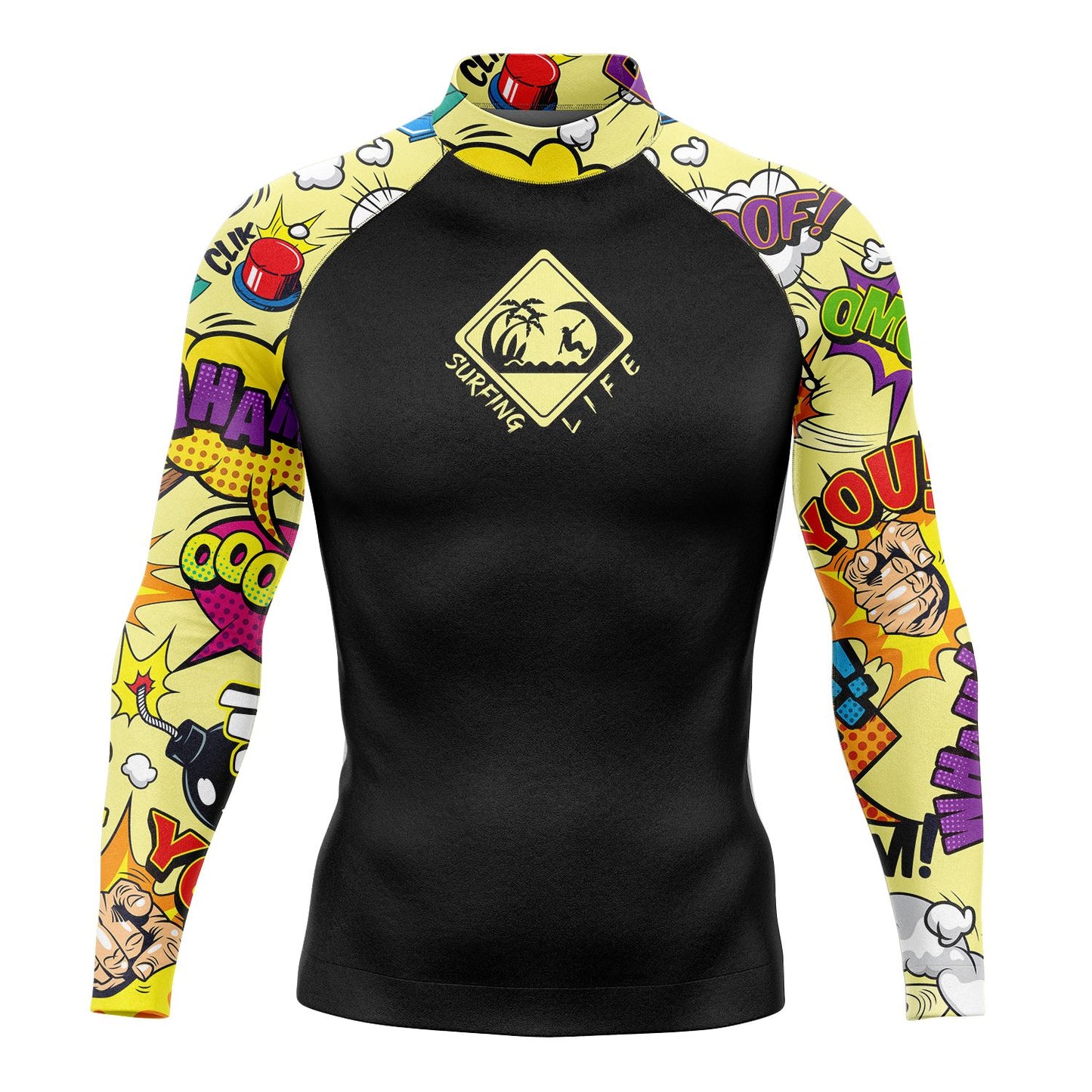 New Men's Long Sleeve Surfing Life Shirt Beach Sun Screen Surf Sweatshirt Rashguard UV Protection Swimwear UPF Gym Clothes