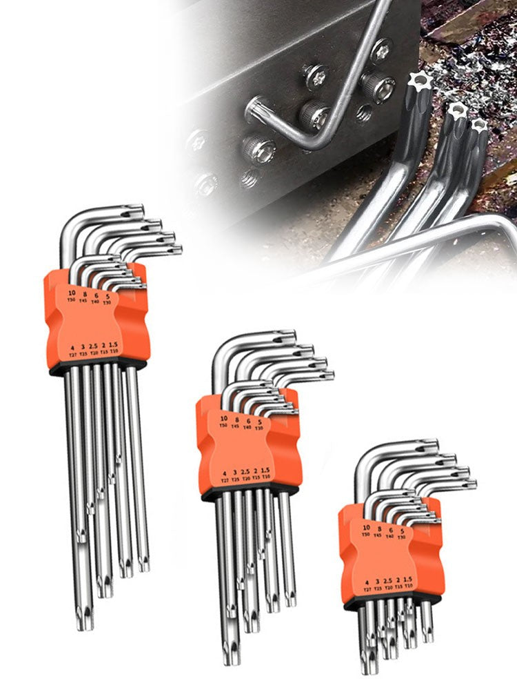 Conjunto de 9 Chaves Torx Estrela Kits Chaves Allen Hexagonais Chaveiros de Cabeça Hexagonal com Ponta Dupla Tipo L Chave de Fenda Estrela Ferramentas Manuais de Reparo